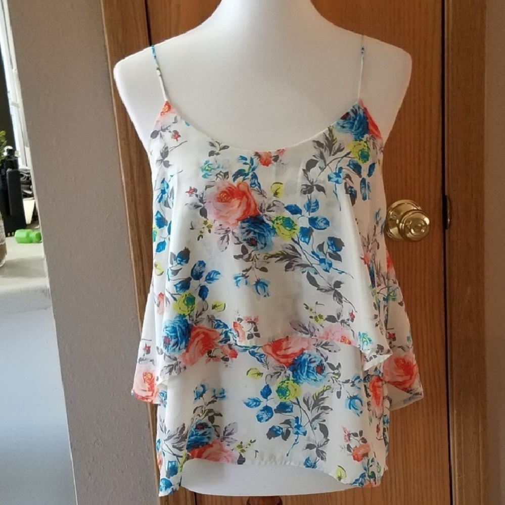Paper Crane Floral Ruffle Tank